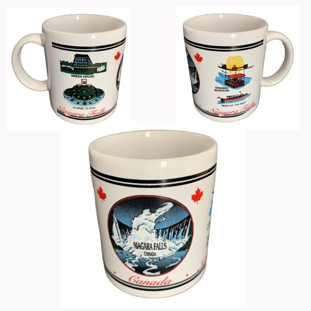 Niagara Falls Souvenir Coffee Mug Canada Floral Clock Maid of the Mist Colorful